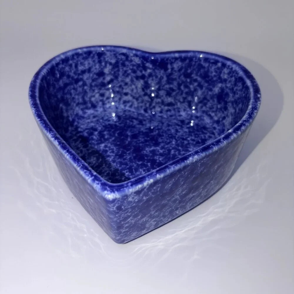 Cache Stoneware Blue Heart Bowls | Made in Portugal | Set of 2